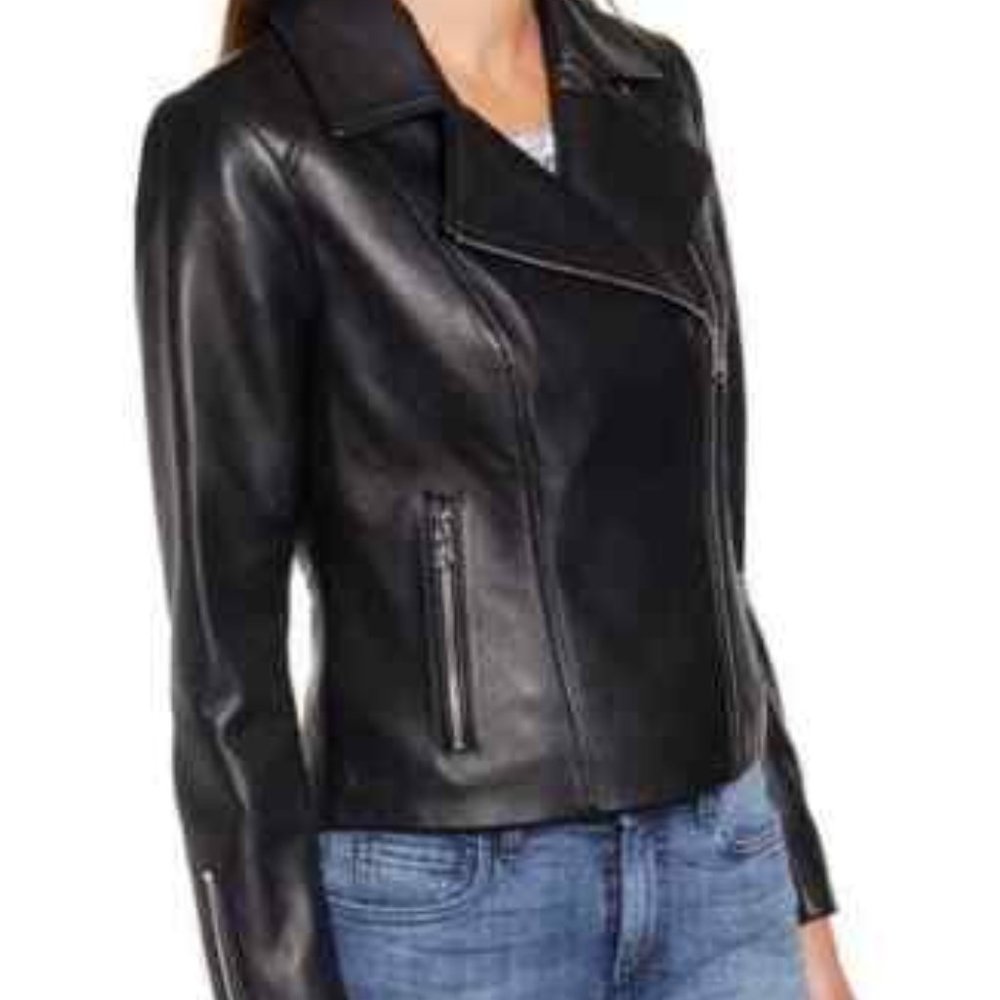 SAM EDELMAN GENUINE LAMB SKIN LEATHER MOTO JACKET, SZ S, NEW